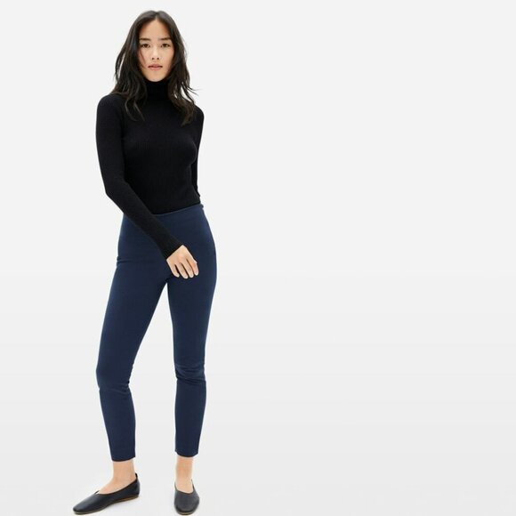 Everlane The Side Zip Work Pants Navy Blue High Rise Stretch Ankle - Picture 1 of 6